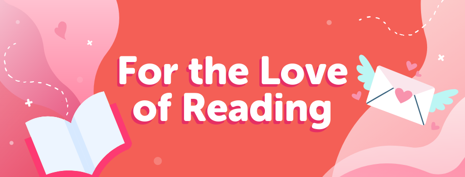 image: red hearts and background with white open book and envelope with wings