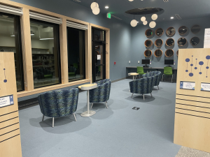 Teen Area at Oregon Public Library seating area and computers in teen area