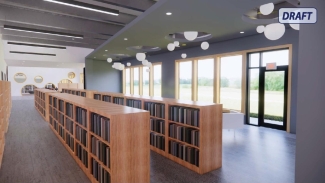 Young adult space looking toward the lobby