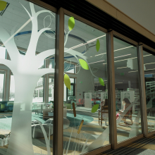 Children's program room glass doors