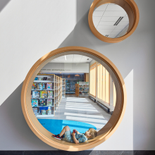 child playing in the circle wall