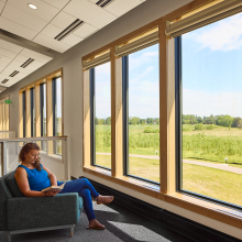 second floor back windows looking over the prairie